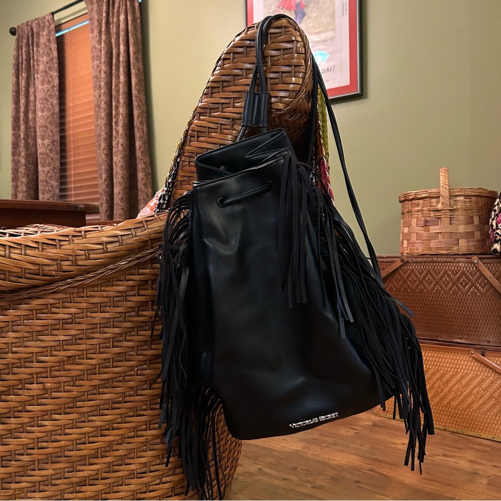 Victoria’s Secret Black Fringe Backpack